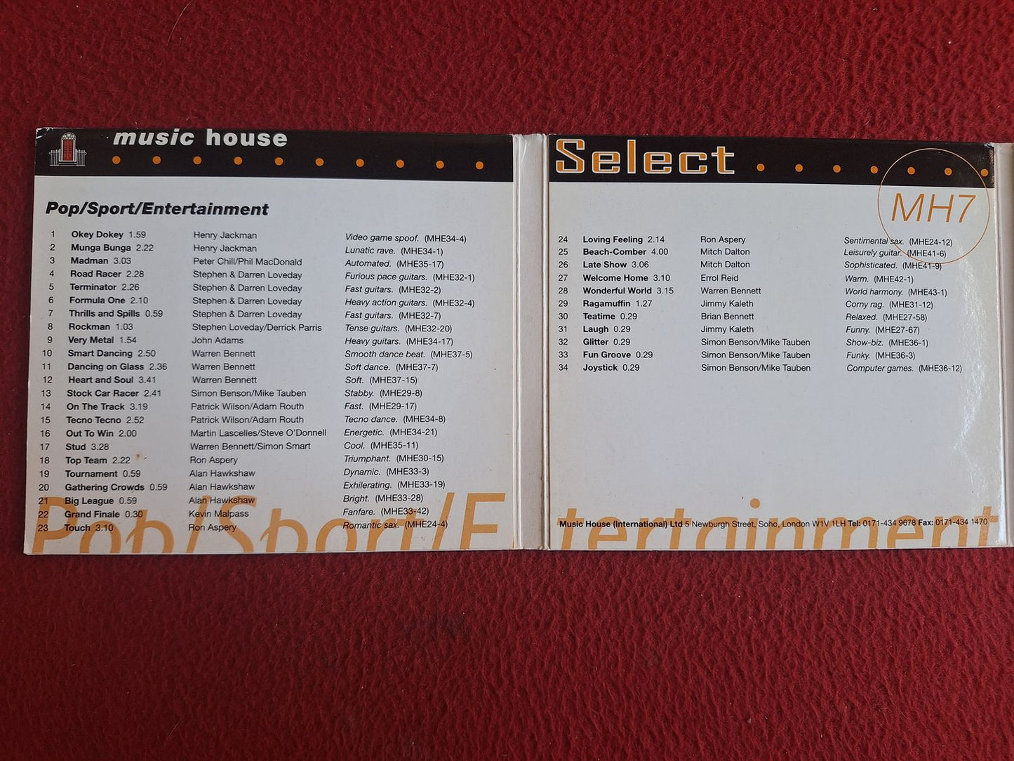 MUSIC HOUSE POP/SPORT/ENTERTAINMENT CD