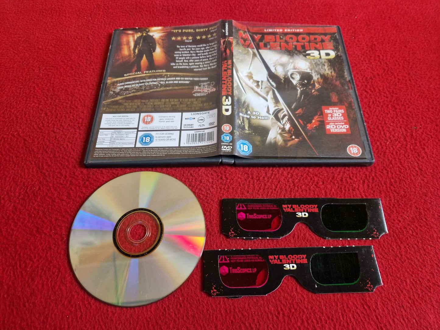 MY BLOODY VALENTINE 3D + 2 3D GLASSES DVD