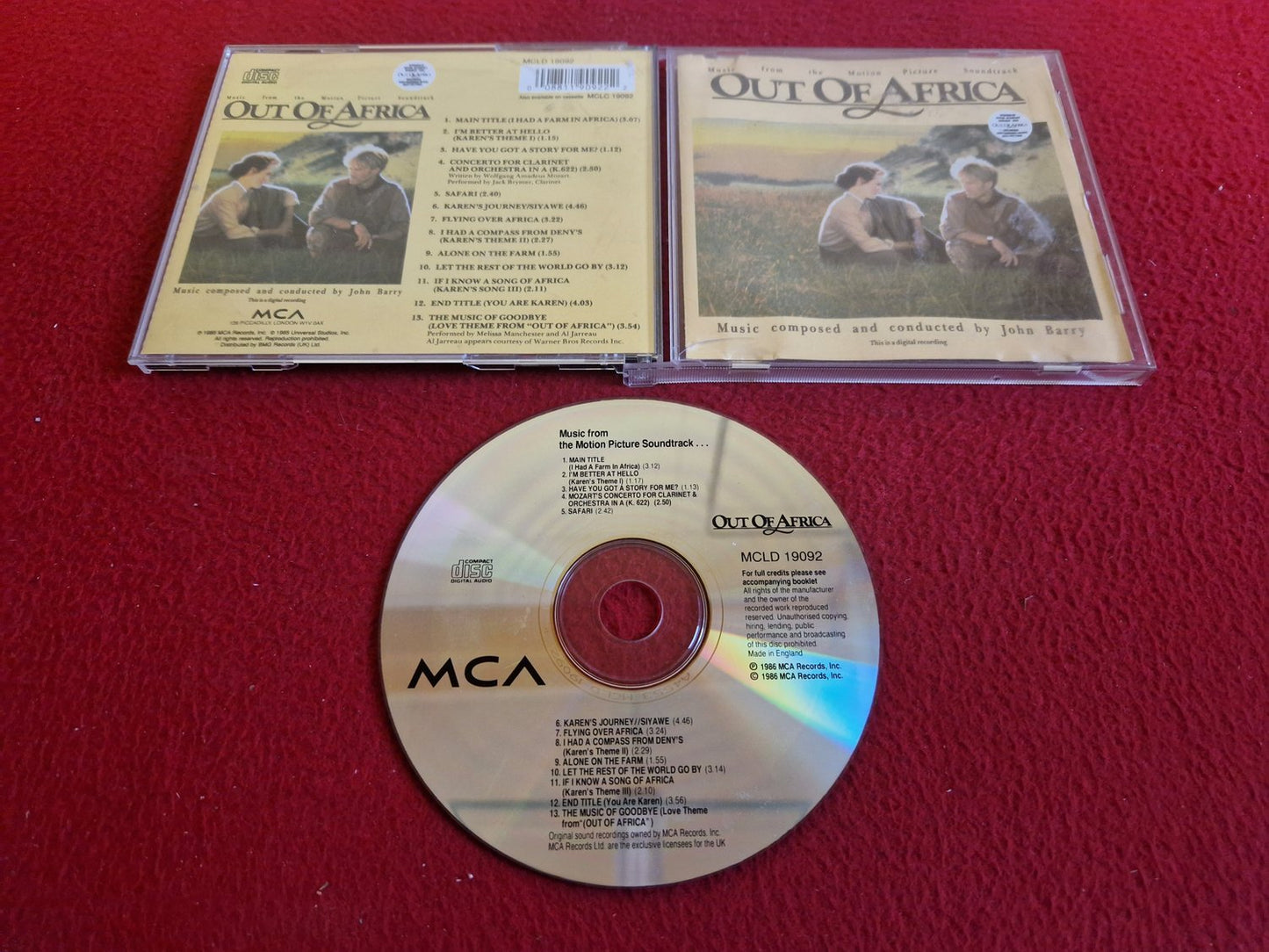 OUT OF AFRICA MUSIC FROM THE MOTION PICTURE SOUNDTRACK CD