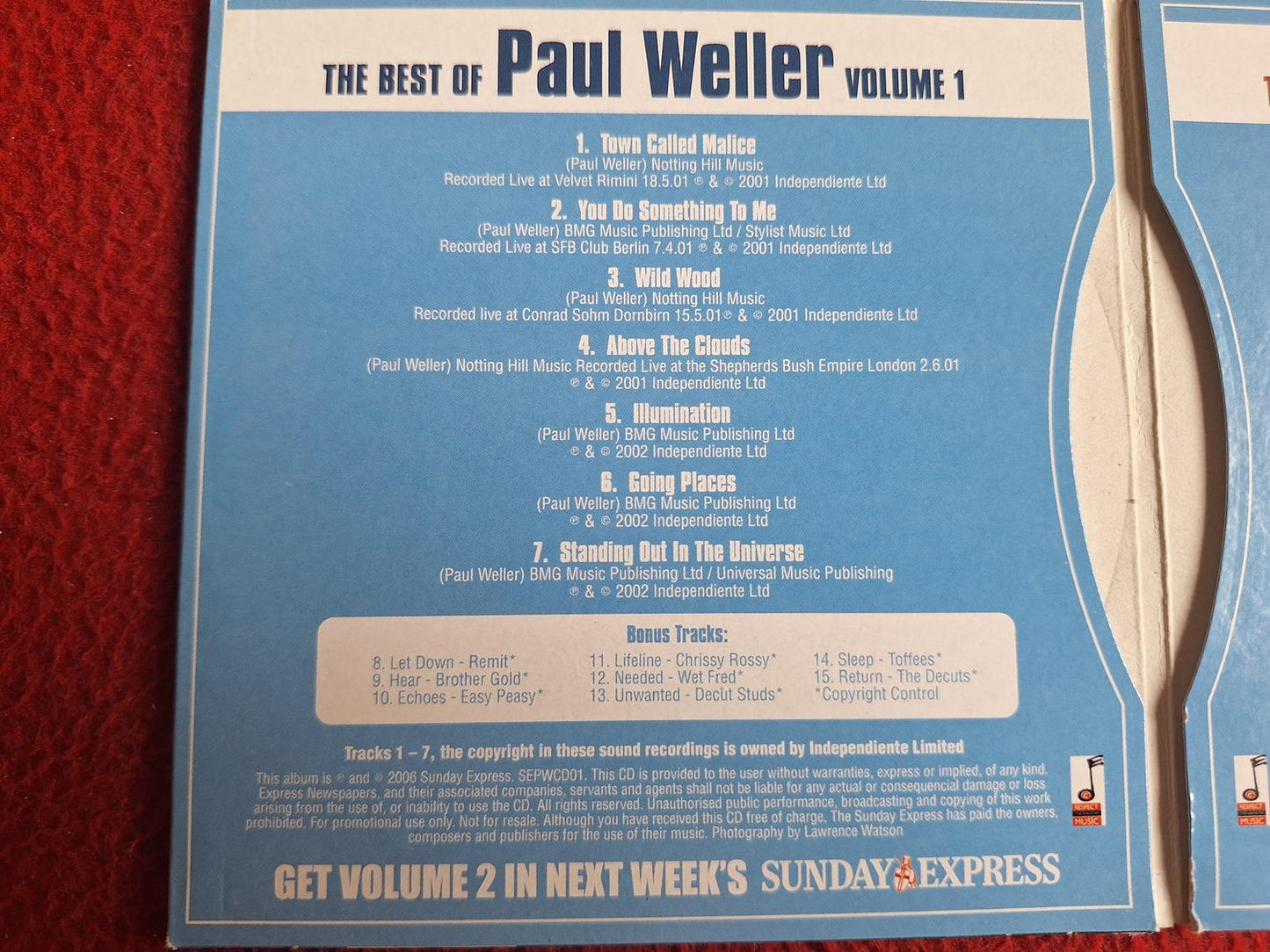 PAUL WELLER THE BEST OF VOLUME ONE [ SUNDAY EXPRESS ] CD