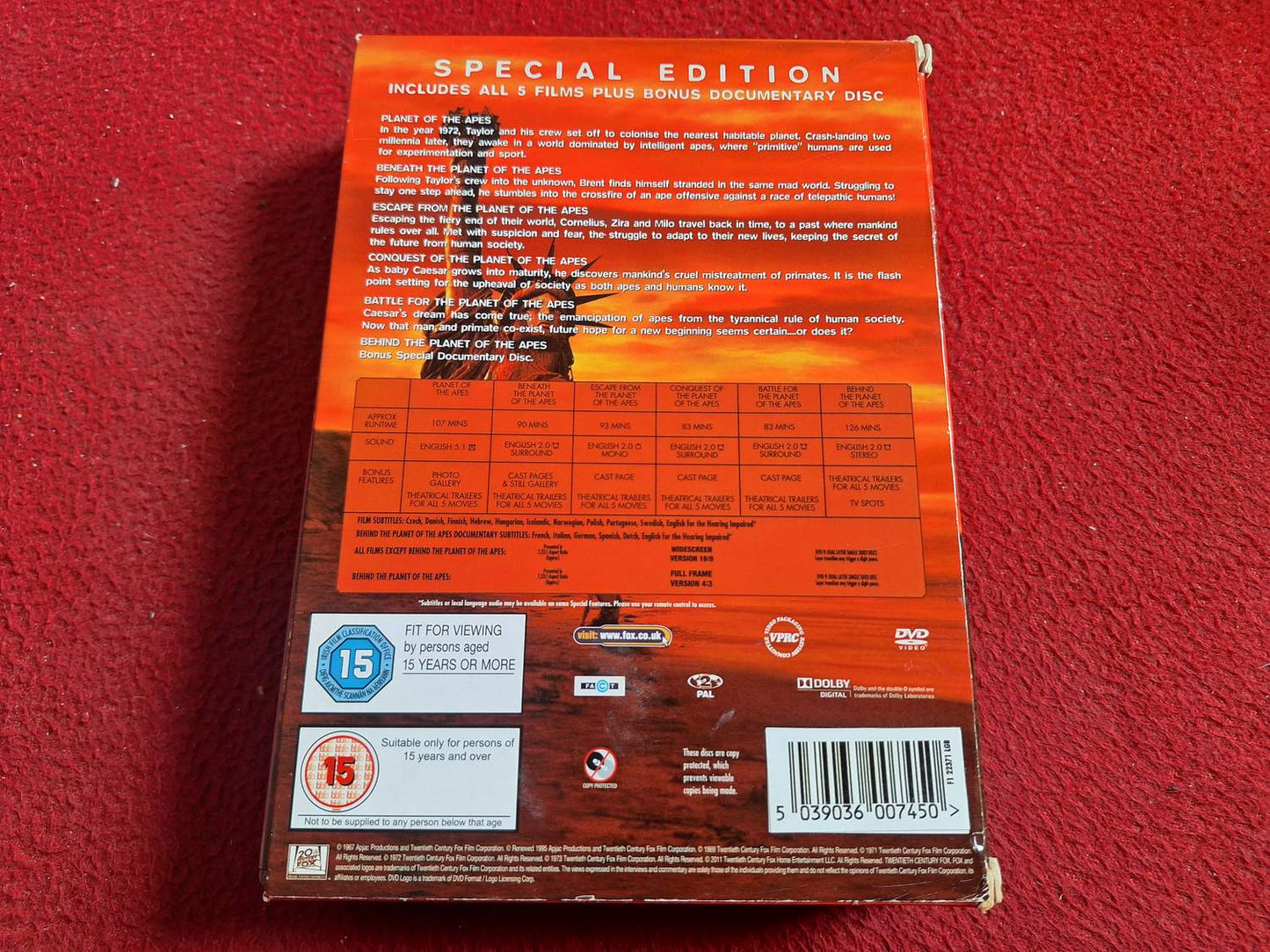 PLANET OF THE APES SPECIAL EDITION 5 FILMS BOX DVD