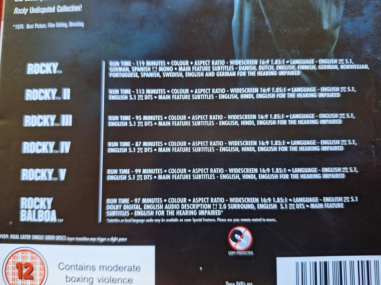 ROCKY THE UNDISPUTED COLLECTION - ALL 6 MOVIES BOX DVD