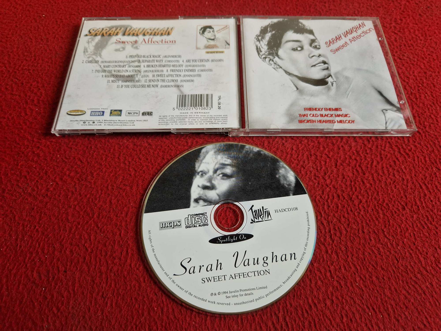SARAH VAUGHAN SWEET AFFECTION CD