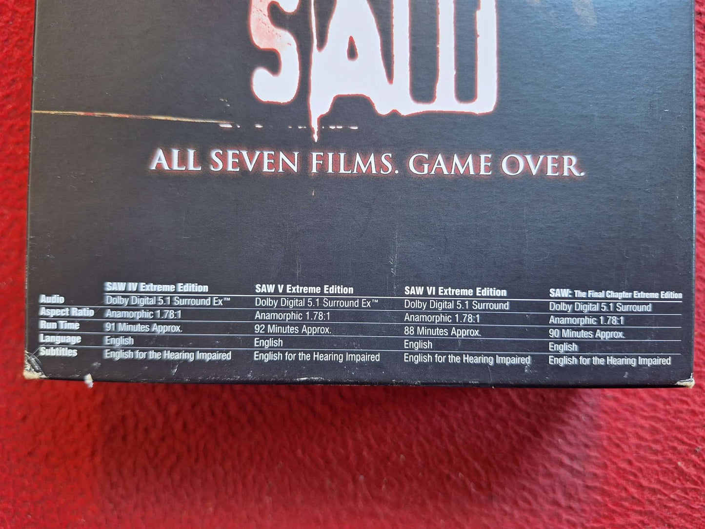 SAW ALL SEVEN FILMS BOX DVD