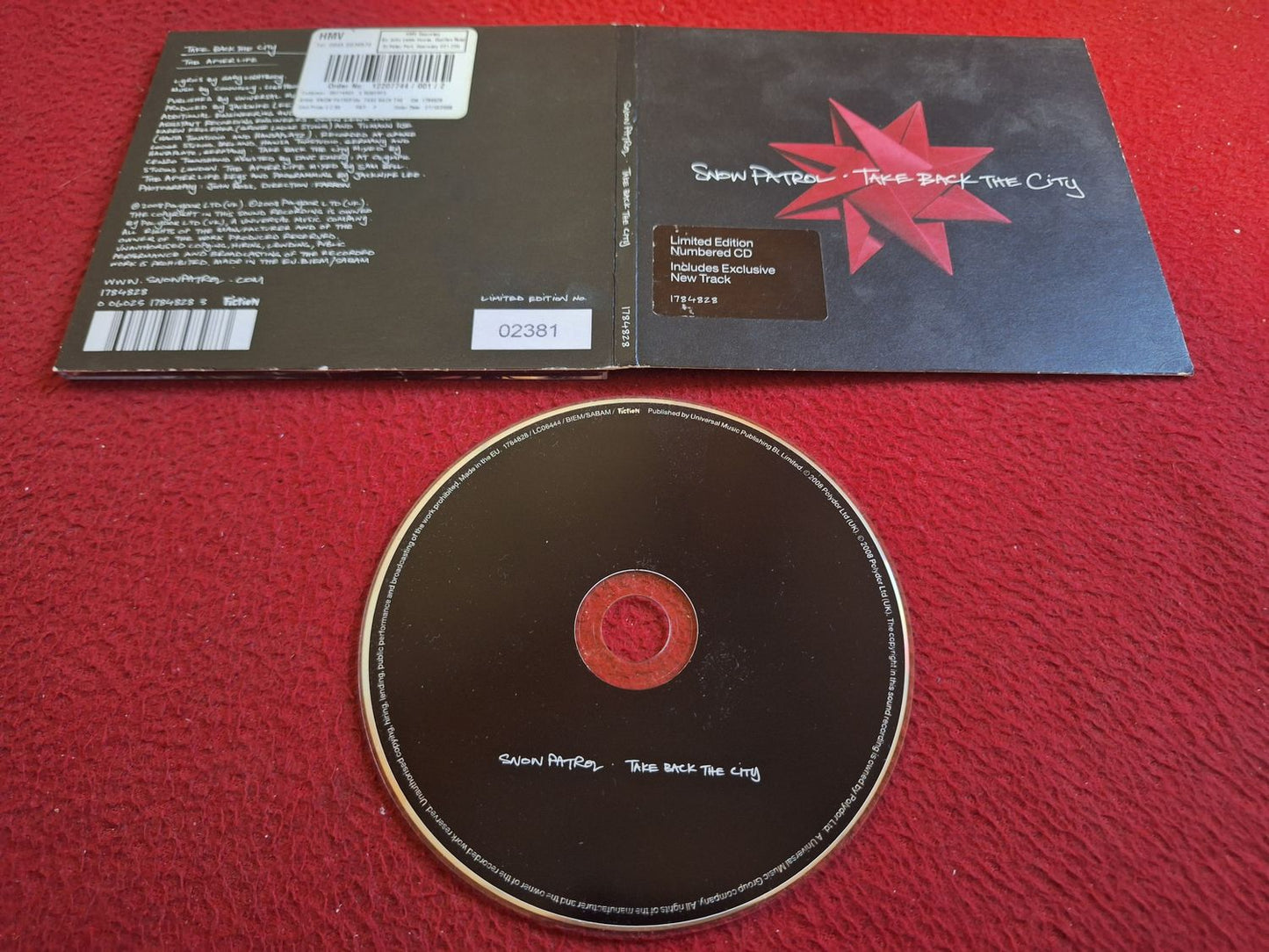 SNOW PATROL TAKE BACK THE CITY LIMITED EDITION NUMBERED CD