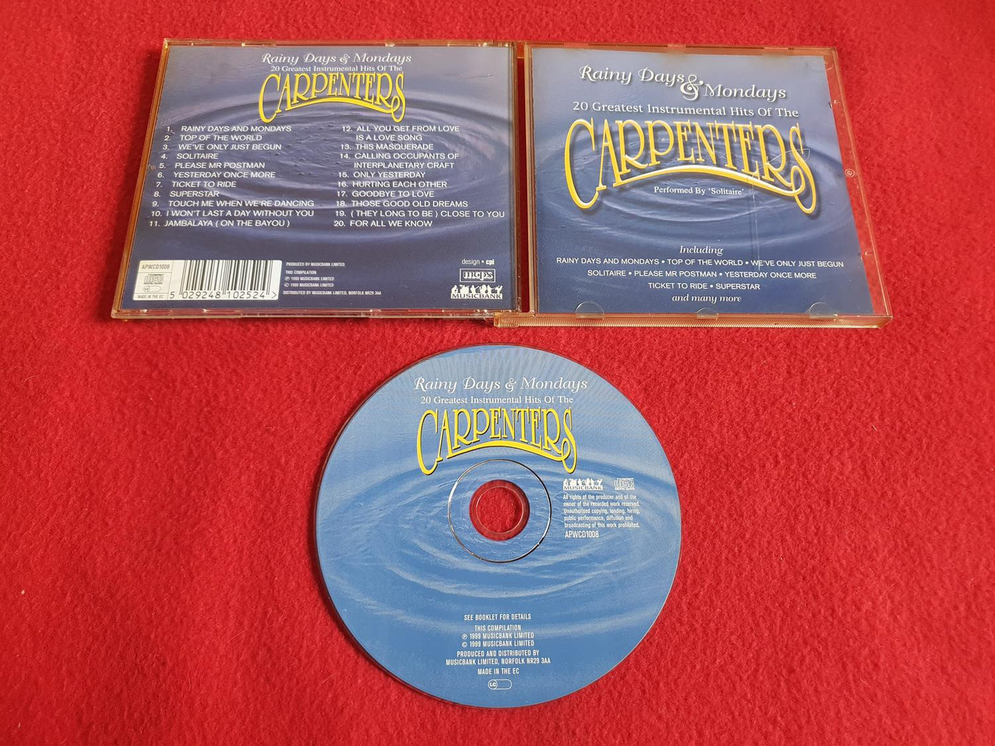SOLITAIRE PERFORMS 20 GREATEST INSTRUMENTALS HITS OF THE CARPENTERS till CD