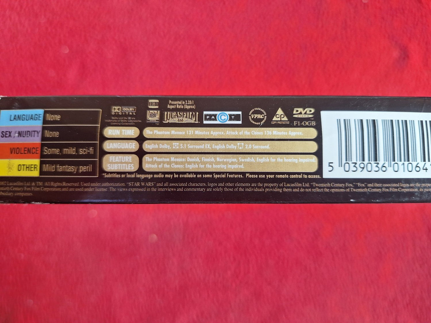 STAR WARS SAGA DVD PACK - THE PHANTOM MENACE / ATTACK OF THE CLONES BOX