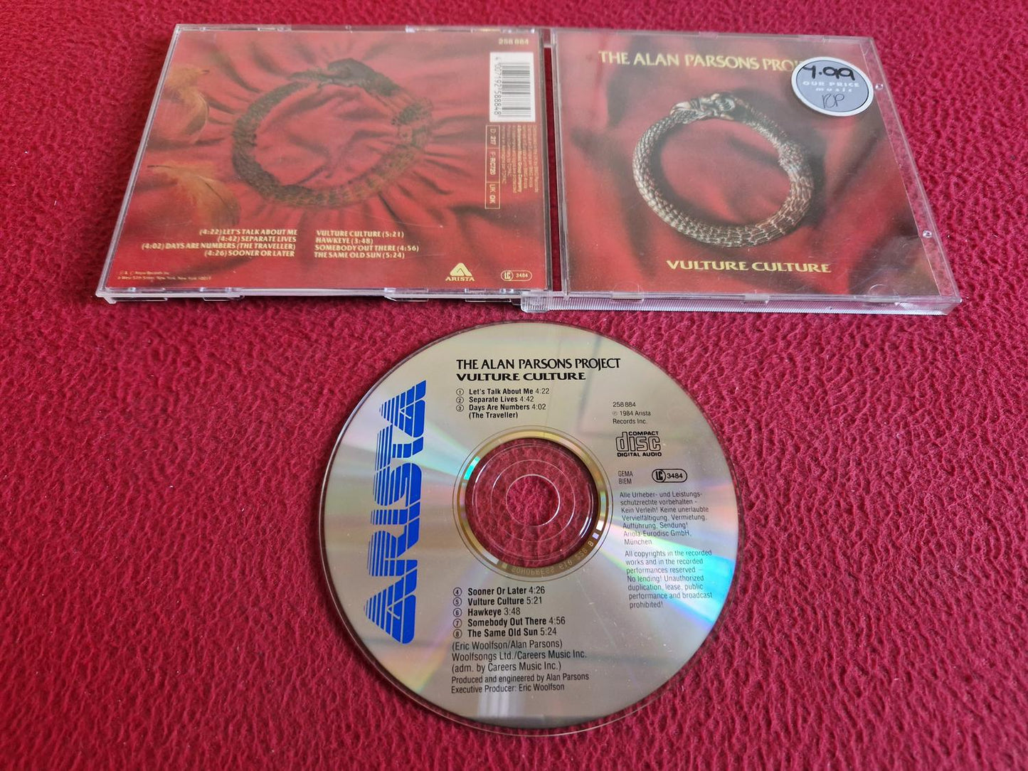 THE ALAN PARSONS PROJECT VULTURE CULTURE CD