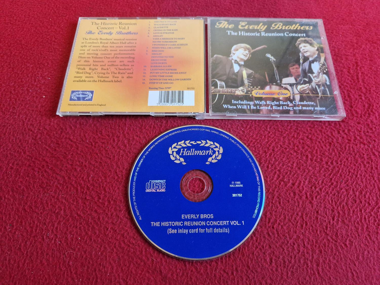 THE EVERLY BROTHERS THE HISTORIC REUNION CONCERT VOLUME 1 CD