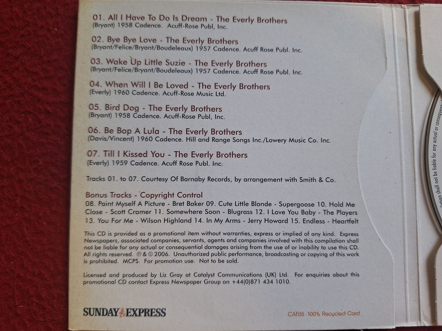 THE EVERLY BROTHERS VOLUME ONE [ SUNDAY EXPRESS ] CD