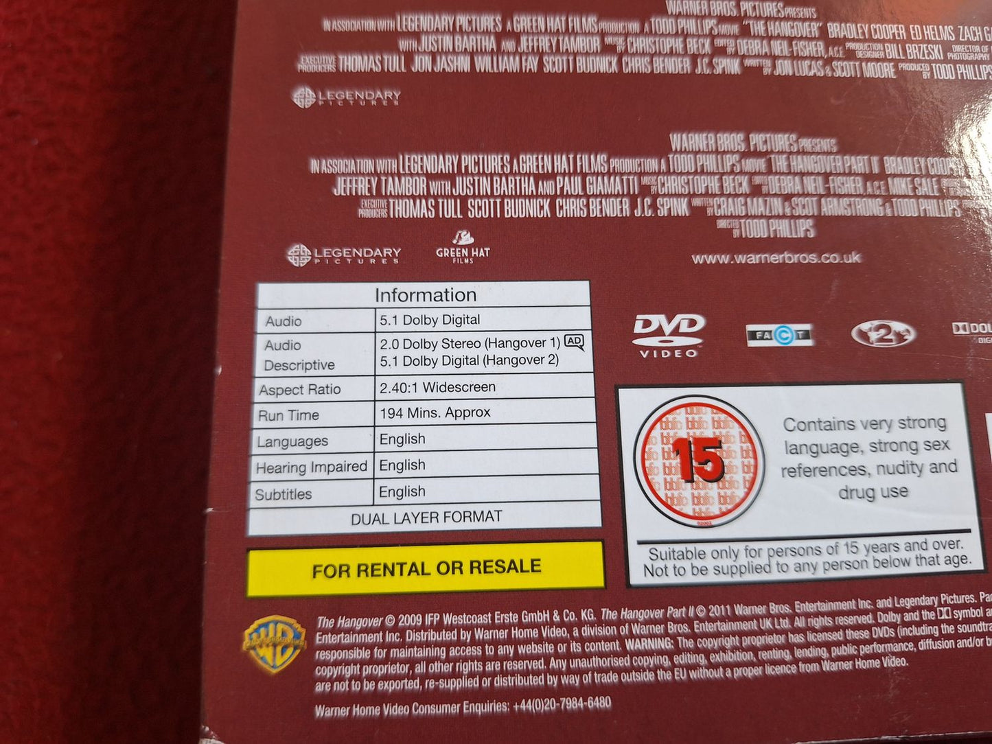 THE HANGOVER 1 & 2 DVD
