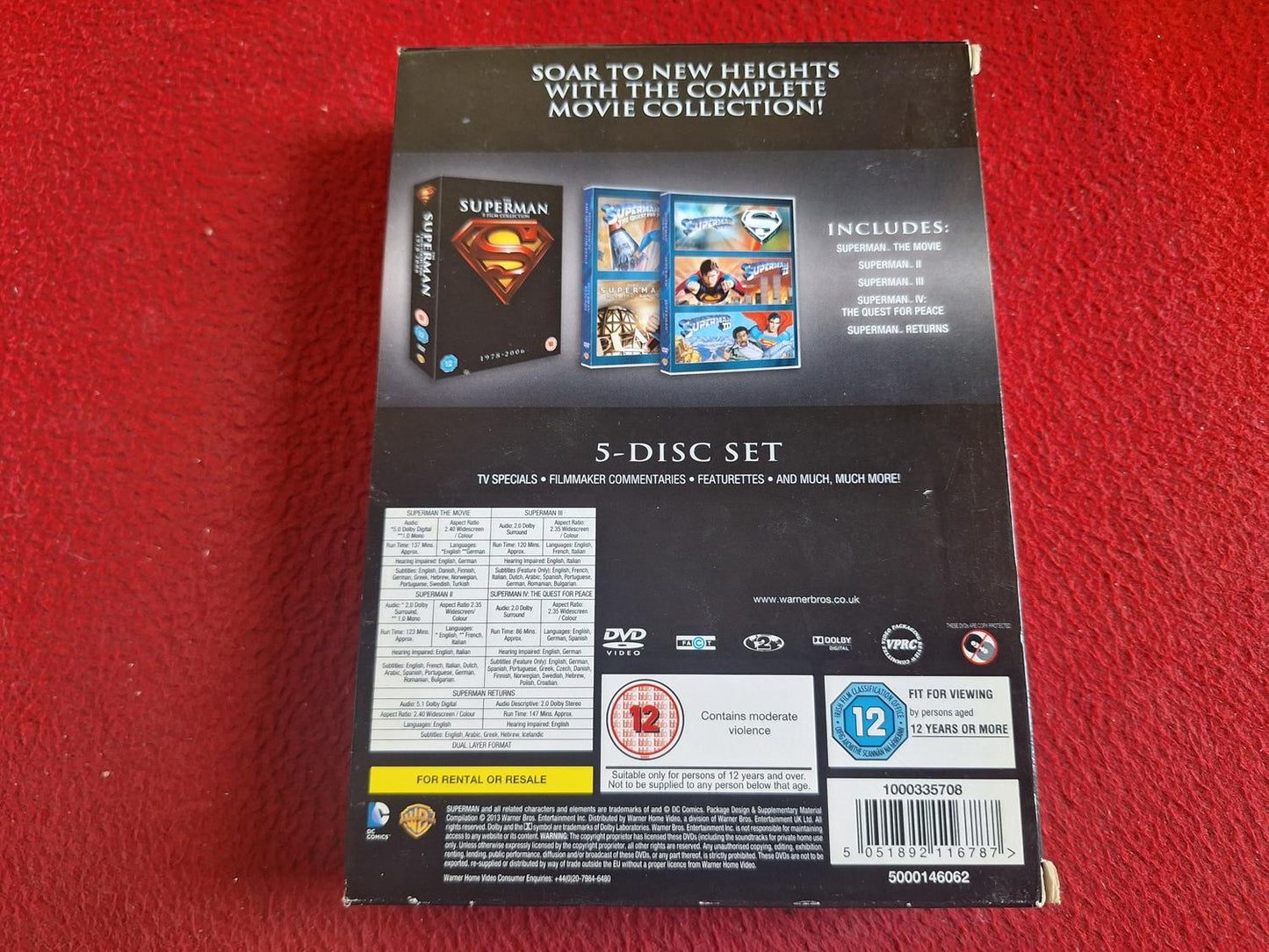 THE SUPERMAN 5 FILM COLLECTION 1978 - 2006 BOX DVD