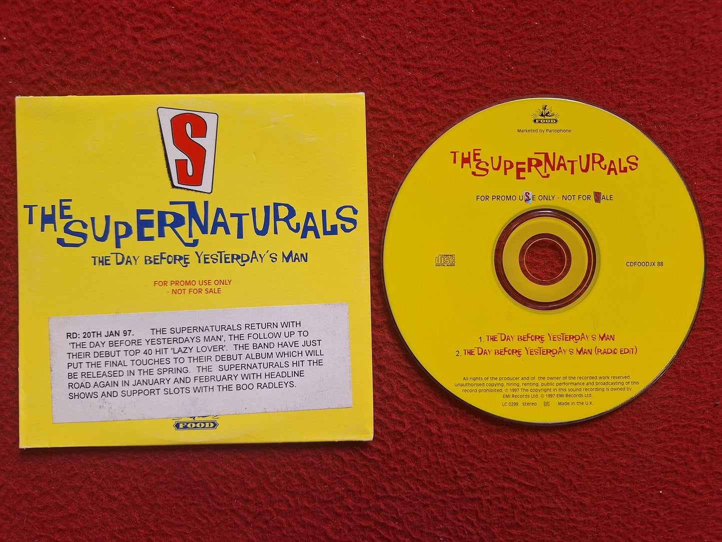 THE SUPERNATURALS THE DAY BEFORE YESTERDAY'S MAN PROMO CD