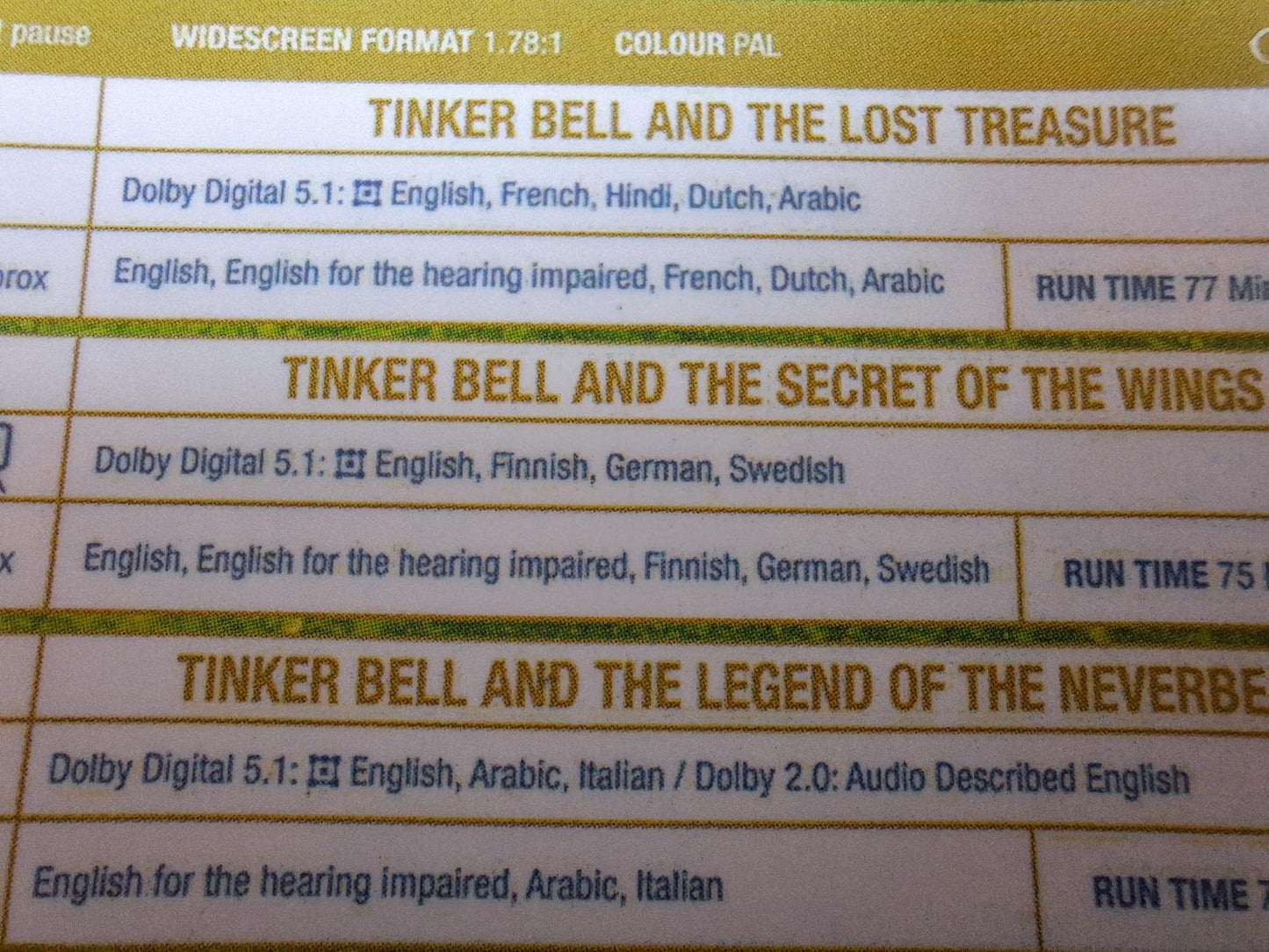 THE TINKERBELL COLLECTION BOX DVD