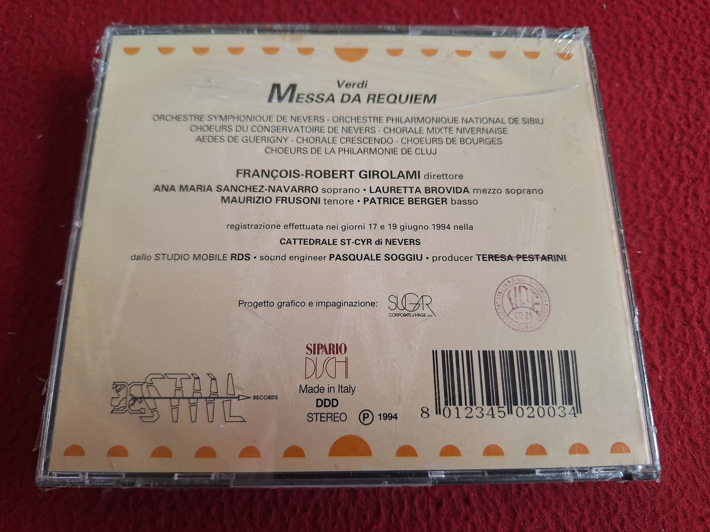 VERDI MESSA DA REQUIEM LIVE RECORDING SANCHEZ NAVARRO / BROVIDA mfl CD BOX
