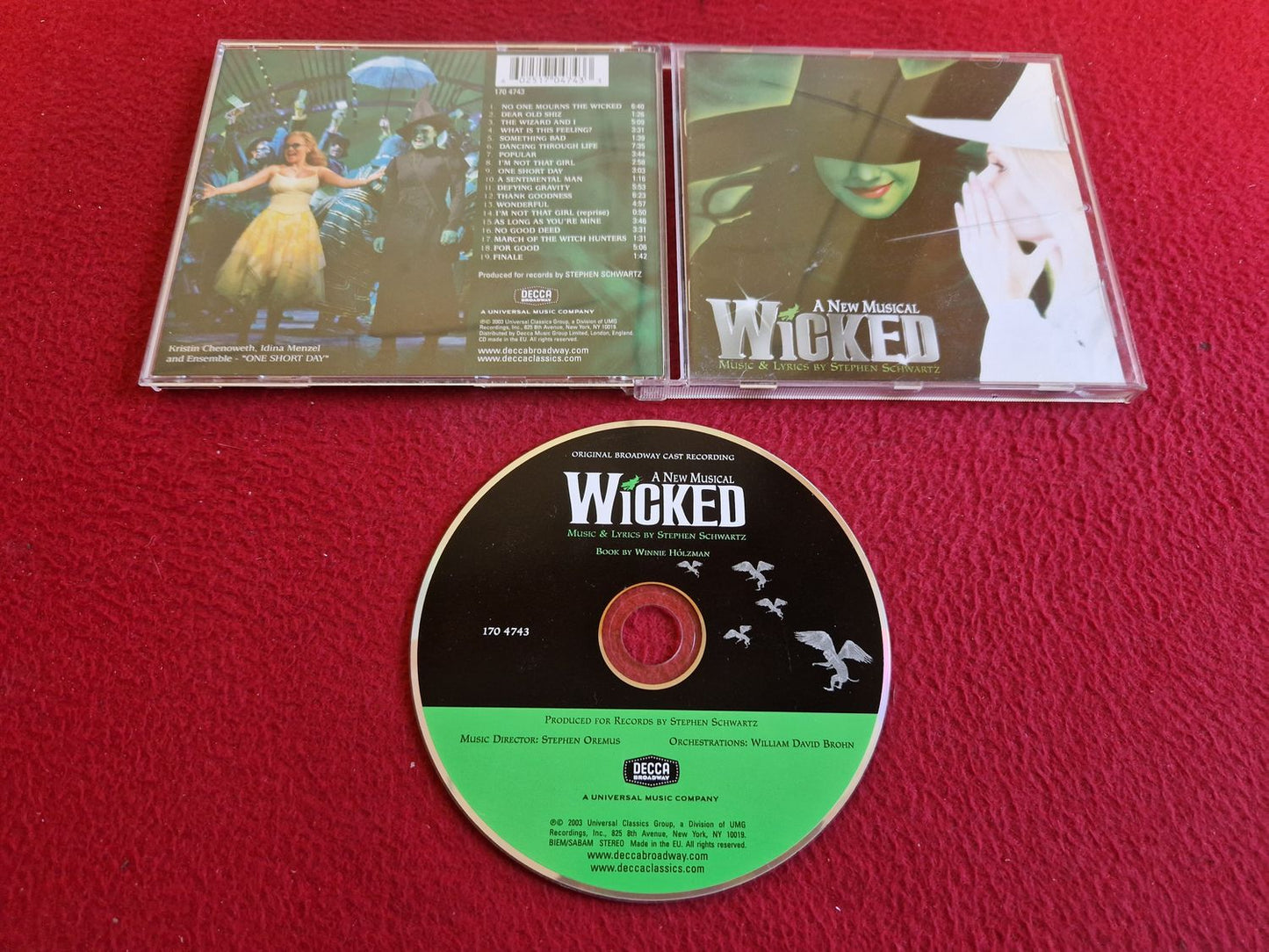 WICKED A NEW MUSICAL ORIGINAL BROADWAY CAST RECORDING CD